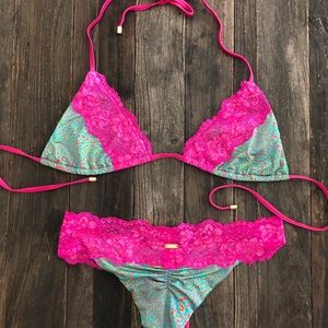 Beach Bunny Pink/Aqua Animal Print Swimsuit